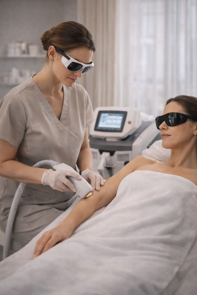 Laser hair removal treatment session