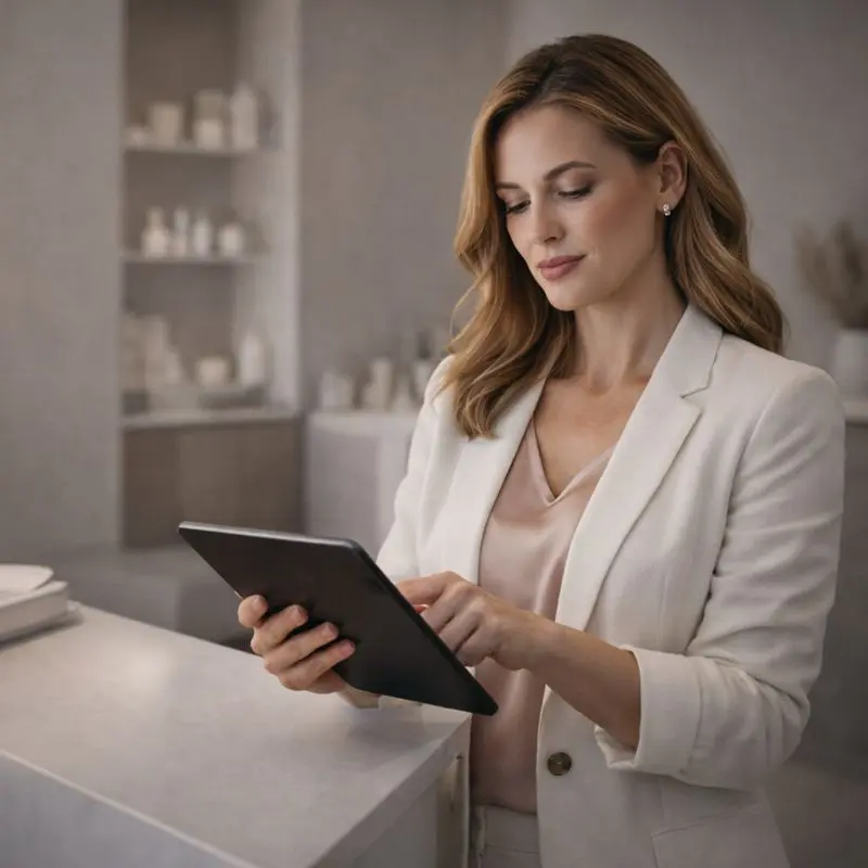Clinic marketing metrics on tablet