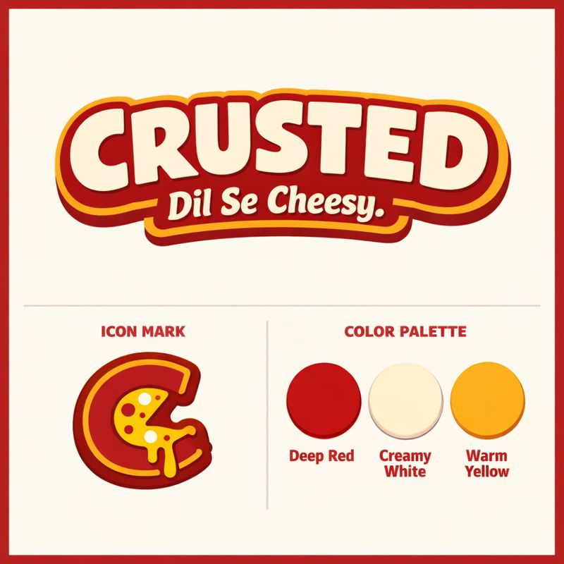 Modern pizza brand identity design featuring deep red and creamy white color palette